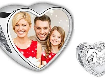 Manteaux Ornement Photo en Argent Sterling 925 Ornement Personnalisé Compatible Collier Européen Pour Maman Papa Famille Cadeau Noël Thanksgiving Anniversaire