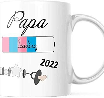 geschenke-fabrik.de Mug avec les mots "Papa chargement 2022" et "Baby chargement", un cadeau pour les futurs papas, les femmes enceintes, la grossesse en 2022