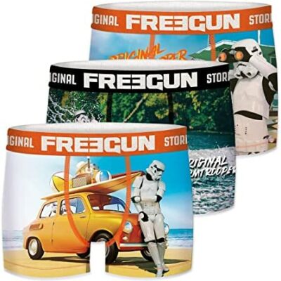 FREEGUN Boxer léger pour homme, caleçon pour homme, Stormtrooper, coupe parfaite et maille respirante (lot de 3)