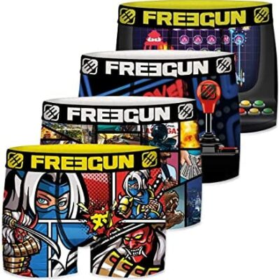 FREEGUN Boxer respirant pour homme, caleçon pour homme, coupe parfaite, doux (lot de 4)