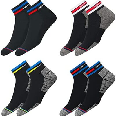 NAVYSPORT Chaussettes de sport originales pour homme et femme - 4 paires de chaussettes courtes unisexe, diverses combinaisons