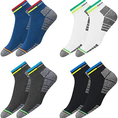 NAVYSPORT Chaussettes de sport originales pour homme et femme - 4 paires de chaussettes courtes unisexe, diverses combinaisons