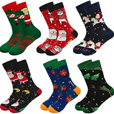 ZFSOCK Chaussettes amusantes et fantaisie pour homme : Chaussettes de Noël en coton Cadeau pour homme Chaussettes classiques humoristiques originales et amusantes de couleur 39-46