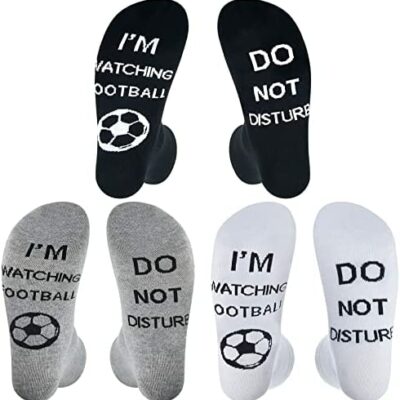 3 paires de chaussettes Do Not Disturb I'm Watching Football Father's Day, blanc/gris/noir, taille unique (18-24 cm)