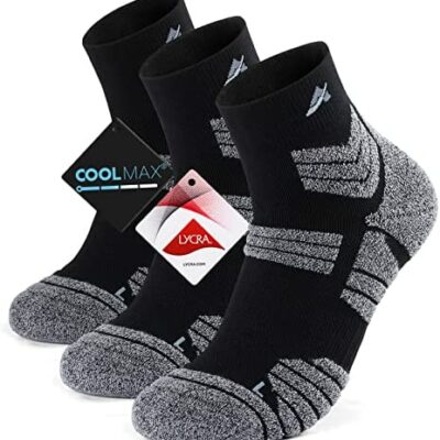 Avoalre 3 paires de chaussettes de sport pour homme Chaussettes de sport unisexes en tissu Coolmax et Lycra, respirantes, anti-bulles, antidérapantes, douces, chaussettes de sport pour la course, le fitness, l'alpinisme