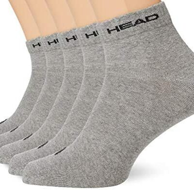 HEAD Chaussettes de sport unisexes en coton mélangé 5 paires en noir, gris, blanc ou bleu marine