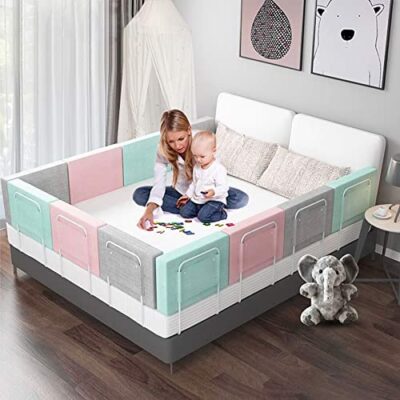 Uisebrt Barrière de lit pour enfant 50 cm, réglable en hauteur, 5 trous, protection contre les chutes, pour lits familiaux et lits d'enfant (50 cm, rose cerise)