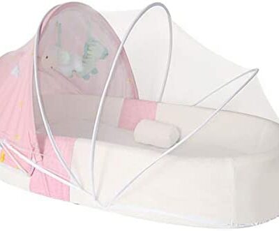 Berceau bébé lit de voyage avec auvent moustiquaire parc 3 en 1 sac de rangement multifonctionnel sac à dos grande capacité, rose