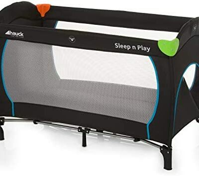 Hauck Sleep N Play Go Travel Berceau/Bébé & Enfant de la Naissance à 15kg/ 120 x 60 cm/ Léger/ Stable/ Roues/ Sortie Latérale/ Compact Pliable/ Sac de Transport/ Noir