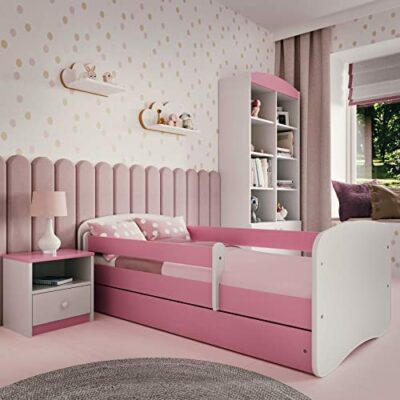 Lit enfant complet 70x140 80x160 80x180 Séparateur tiroir bas fille garçon lit simple - rose - no design 70 x 140 cm