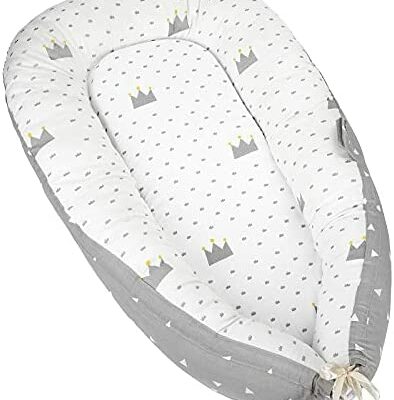 Réducteur de lit Bebe Cocoon, réducteur de lit bébé, cocon de nid de bébé pour nouveau-né bébé coussin bébé berceau de voyage portable (gris couronne)