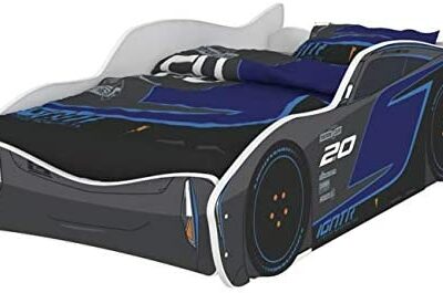 iGLOBAL Zig Zag Lightning McQueen Jackson Storm Cars 3 Lit enfant avec sommier à lattes 160 x 80 cm (160 x 80 cm sans matelas)