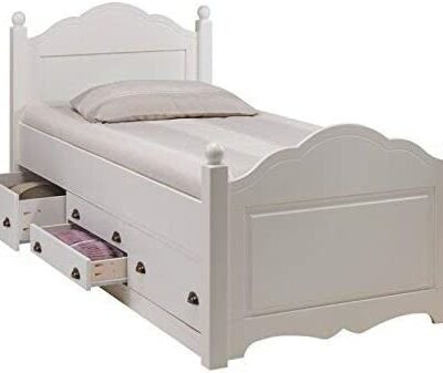 Pratique diffusion Windsor lit enfant blanc 4 tiroirs 90 x 190 avec cadre de lit, pin, 99x203x100 cm