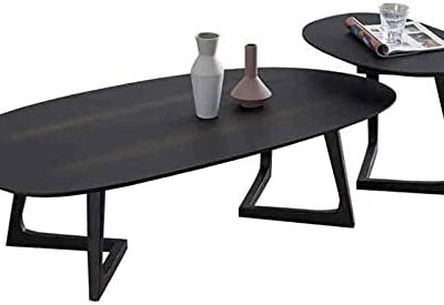 TOMYEUS Table Basse Ensemble de Table Basse en Noyer, 2 en 1 Table Basse Industrielle de Salon Facile à Assembler Petite Table d'Appoint