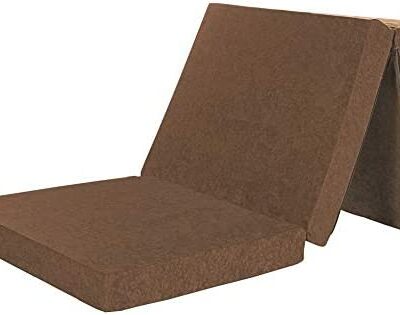 LCP matelas pliant pour enfant canapé-lit futon coussin 195x80x10 cm, marron