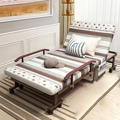 Lit pliant simple adulte, lit pliant adulte lit d'accompagnement d'hôpital lit pliant pause déjeuner, matelas en mousse haute élasticité + cadre en acier, dossier réglable à 6 vitesses, 5 tailles disponibles