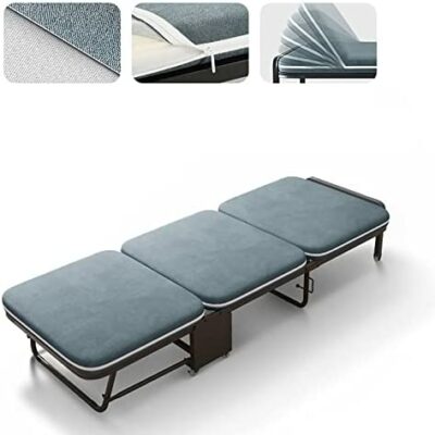 Lit pliant supplémentaire ZBYL avec matelas en mousse à mémoire de forme, lit pliant adulte doux et confortable, lit supplémentaire pour 1 personne avec roues, 180 × 65 × 26 cm (dimensions: 180x75x26cm)