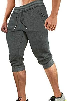 MAGCOMSEN Pantalon court décontracté pour homme Pantalon de survêtement 3/4 Pantalon de survêtement court Poches zippées Pantalon de survêtement Ceinture élastique