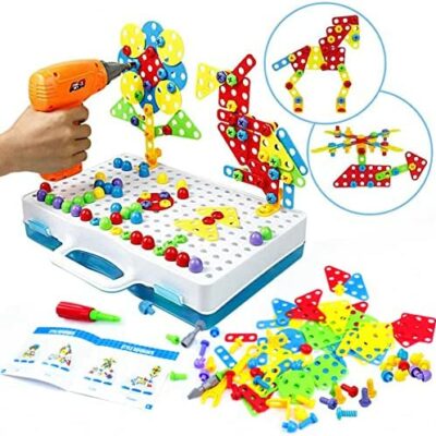 Jeux de mosaïque pour 3 ans - Jeux de construction Puzzles 3D Jouets intellectuels Montessori Perceuses créatives Jouets à visser Enfants Filles Garçons 3 4 5 6 ans Jeux éducatifs scientifiques