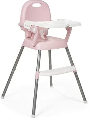 MS 2081 - Chaise Haute pour Bébé Convertible en Rehausseur et Chaise - Chaise Haute Pliante Spoon 3 en 1, Rose