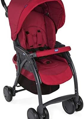 Chicco Simplicity Plus Top Poussette Pliable, Petite et Légère, Poussette Allongée avec Barre de Sécurité, Fermeture Compacte, Double Panier - De la Naissance à 15kg - Rouge