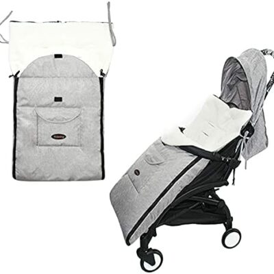 Couvre-pieds universel pour poussette, Gigoteuse pour bébé, couvre-pieds hiver chaud sac de couchage épaississant velours couverture coupe-vent imperméable et confortable-gris