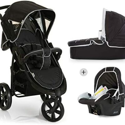 Hauck Combi Poussette Viper SLX Trio Set / jusqu'à 25 kg/ lit bébé avec matelas/ siège auto confortable/ pliage compact/ réglable en hauteur/ auvent/ grand panier/ gris