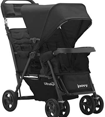 Joovy Caboose Too Poussette en graphite ultralégère avec support tandem, poussette double, noir