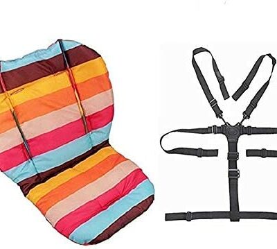 Sac de siège, Ywoworld Poussette/voiture/chaise haute coussin de siège coussin protecteur Rainbow Stripe imperméable et chaise haute avec harnais à aiguille