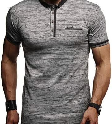 Leif Nelson LN1280 - T-Shirt Col Polo Classique Homme - Coupe Slim - Manches Courtes - Coton - Noir & Blanc