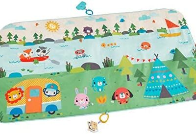 Fisher-Price - Tapis de Jeu Grandes Aventures - Jeux d'éveil Bébé - 4 Jouets Intégrés - 152 x 81 cm - Cadeau de Naissance, GXR53