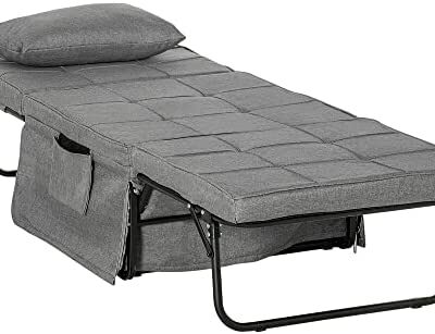 HOMCOM Fauteuil Lit Pliant Dossier 5 Places 1 Place - Tissu Gris