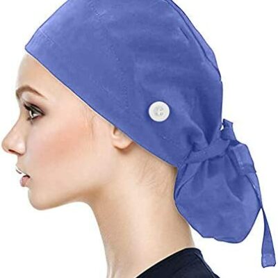 Jessboyy Check Casquette de gommage réglable de couleur neutre avec bandeau anti-transpiration, chapeau moelleux avec cheveux boutonnés, casquette d'infirmière