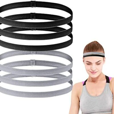 Bandeau de sport, bandeau de sport fin, bandeau de sport élastique antidérapant, bandeau anti-transpiration, bandeau fin pour femme, jogging, yoga, bandeau pour femme, lot de 6