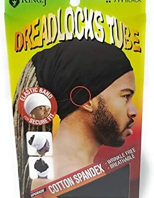 King.J Tube unisexe en coton et élasthanne pour dreadlocks (noir), King J, 1 pièce (1 paquet)