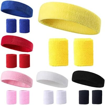 18 pièces bandeau de sport bandeau anti-transpiration pour hommes et femmes ensemble de bracelets bandeau élastique anti-dérapant évacuation de l'humidité coton bandeau de sport