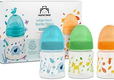 Marque Amazon - Mama Bear Biberon à col large 150 ml, Lot de 3