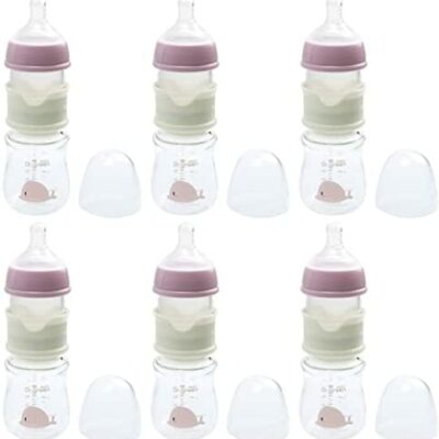 Toddmomy Lot de 6 douches multi-usages rapide Ml Cadeau professionnel Mamelon lent Verre Coliques Stockage pour bébé Extérieur Résistant à la poudre Voyage Maison Rose Bébé