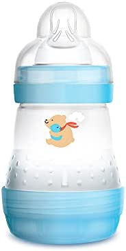 MAM - Easy Start A117 - Biberon Anti-Colique Breveté avec 1 Tétine, En Silicone Ultra Doux SkinsoftTM, Pour Bébés Dès 0 Mois, 160 ml, Bleu, Auto-stérilise en 3 Minutes