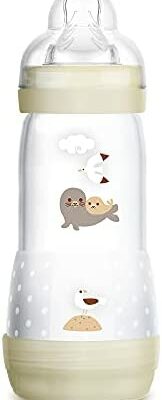 MAM - Easy Start A125 - Biberon anti-colique breveté avec tétine en silicone Ultra Soft SkinSoftTM 3, pour bébés de 4 mois et plus, 320 ml, neutre, 1 pièce, auto-stérilise en 3 minutes