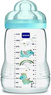 Mam Easy Active - Biberon Ergonomique avec Tétine Taille 3 (Débit Rapide) pour Bébés de 4 Mois et Plus, 330 ml, Ivoire