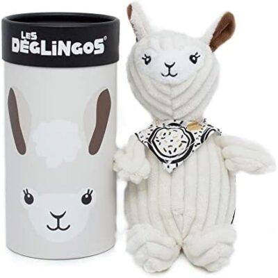 LES DÉGLINGOS, Couette bébé, Muchachos Le Lama, Peluche Lama Petit Simply avec coffret cadeau, extra doux, dès la naissance, idéal cadeau, 22 cm, beige, fille et garçon, insert recyclé 32127B