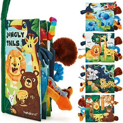 Nouveau-né tissu livre 0 3 6 mois bébé jouets suspendus 1 an doux froissé livre Jungle animaux nouveau-né cadeaux pour bébé garçons