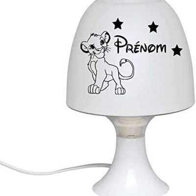 La vie est comme un arc-en-ciel - Lampe de Chevet Enfant Blanche Peinture Personnalisée + Prénom++ Cadeau Original pour Baptême, Anniversaire, Naissance, Noël++ (Le Roi Lion)