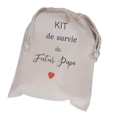 Sac Futur Papa Sac Cordon Personnalisable Prénom Kit de Survie - Faire-Part Cadeau Grossesse Naissance