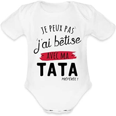 Spreadshirt® Je ne peux pas, je suis stupide avec mon Tata Body bébé manches courtes bio