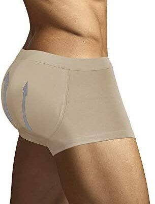 ARIUS Boxer avec rembourrage au dos pour ajouter du volume et de la dimension aux hanches - Beige - Sous-vêtements rembourrés pour hommes - Fesses rembourrées pour hommes - Shapewear pour hommes