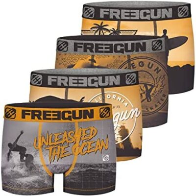 FREEGUN Boxer respirant pour homme, sous-vêtement pour homme, liberté de mouvement, support antidérapant (lot de 4)