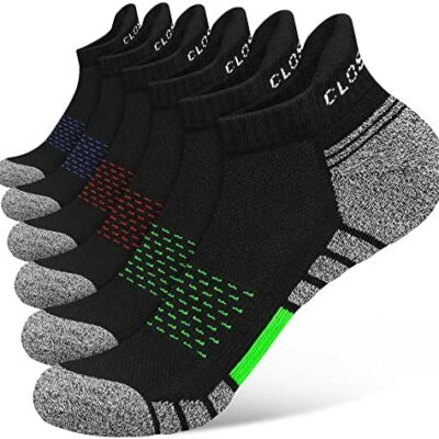 Closemate Lot de 6 paires de chaussettes de sport pour homme et femme en coton respirant Coussin d'exercice confortable et anti-humidité pour la course à pied, le cyclisme, le fitness, le travail