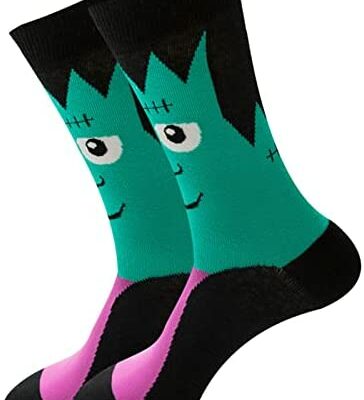 Chaussettes d'Halloween universelles pour femmes, nouveauté colorée, design fou, chaussettes en bambou extensibles douces pour hommes